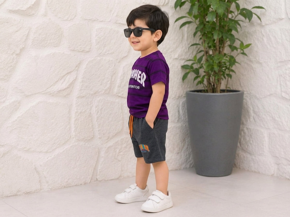 Premium Boys Thrasher Graphic T-Shirt & Shorts