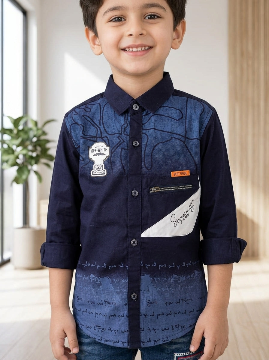 Boys Denim Blue Button-Down Shirt & Matching Jeans